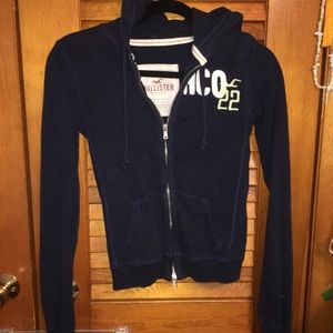 Hollister zip up hoodie blue